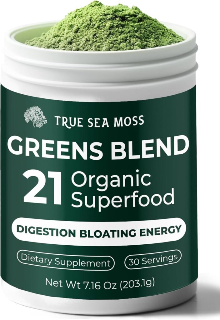 Greens Powder - 21 Organic Superfoods for Digestive and Gut Health with Probiotics, Turmeric and Ashwagandha - 30 Servings