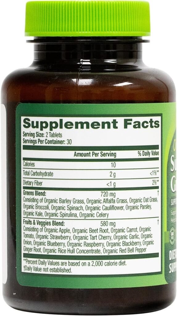 HealthA2Z® Organic Superfood Greens | 60 Tablets | Dietary Supplement | Greens Blend 720mg | Fruits  Veggies Blend 580mg