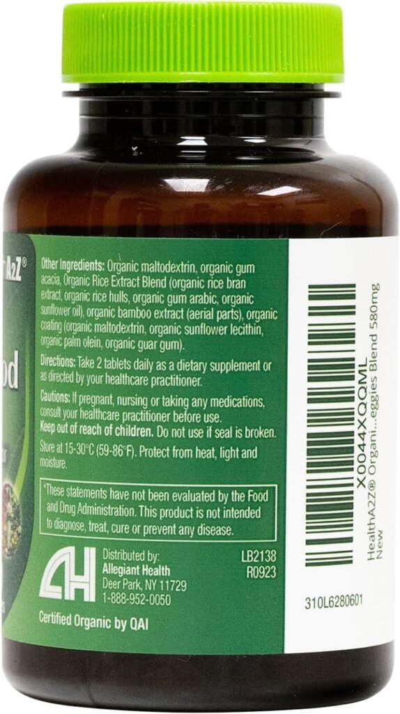 HealthA2Z® Organic Superfood Greens | 60 Tablets | Dietary Supplement | Greens Blend 720mg | Fruits  Veggies Blend 580mg