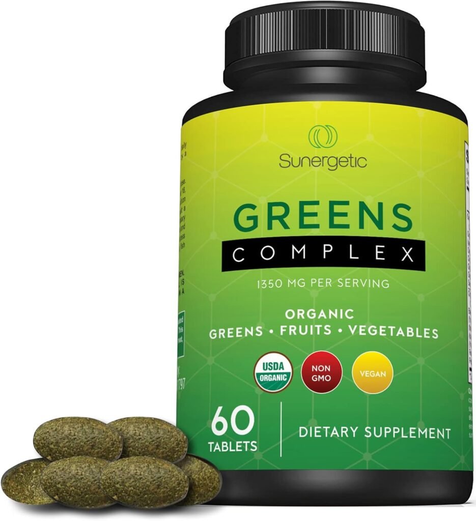 Premium USDA Organic Greens Superfood Tablets – Greens Superfood Powder Includes Veggies, Fruits  Polyphenols – Daily Greens Superfood Powder Supplement– 60 Greens Tablets