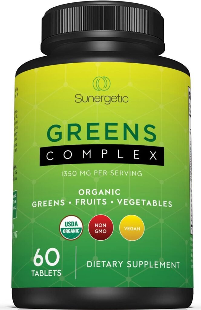 Premium USDA Organic Greens Superfood Tablets – Greens Superfood Powder Includes Veggies, Fruits  Polyphenols – Daily Greens Superfood Powder Supplement– 60 Greens Tablets